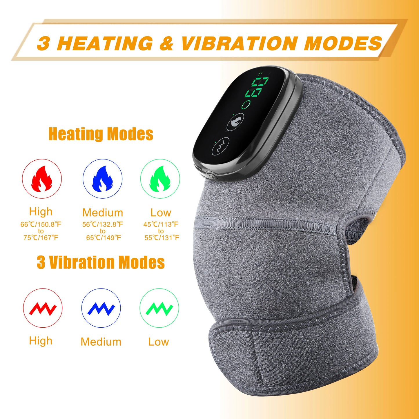 3 in 1 Electric Heating Massage Belt Knee Shoulder Vibrator Hot Compress Joint Physiotherapy Support Brace Arthritis Pain Relief