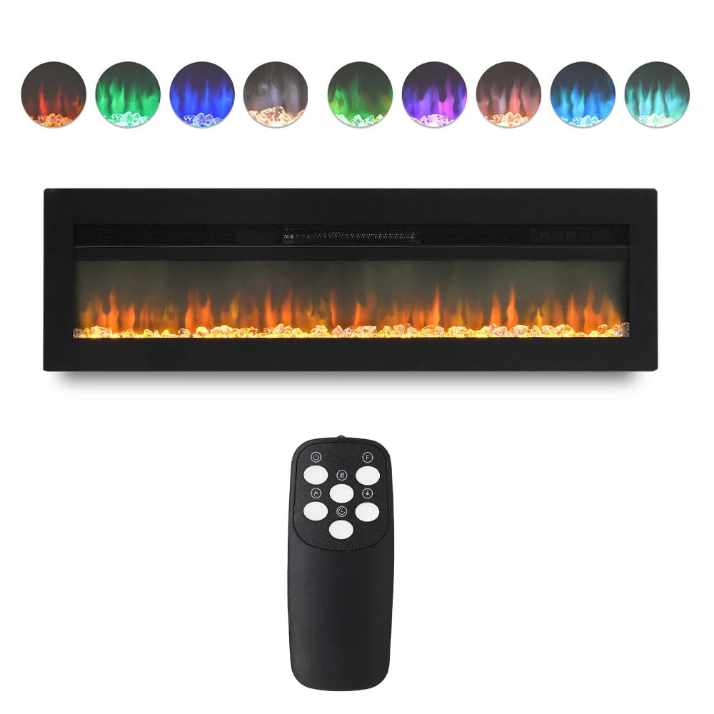 KOMORE Wall Mounted Electric Fireplace with Remote Control for Living Room, Automatic Safety Shutoff , 12 Flame Colors