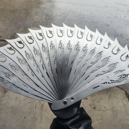 Self-Defense Metal Folding Fan Stainless Steel Fan Ancient Style Hollow Fan Kung Fu Fan Decoration Crafts