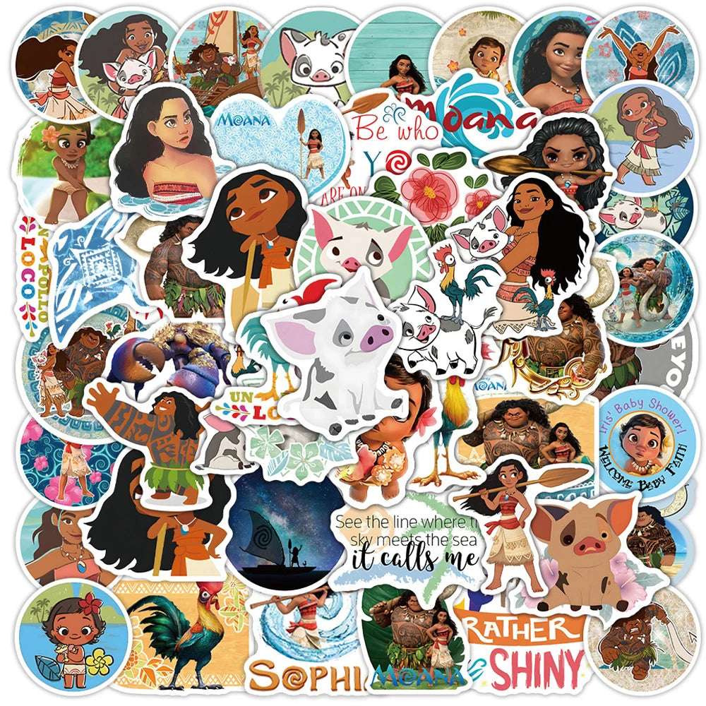 10/30/50pcs Disney Cartoon Moana Stickers Waterproof Decals Laptop Motorcycle Phone Notebook Decoration Anime Sticker Kids Toy