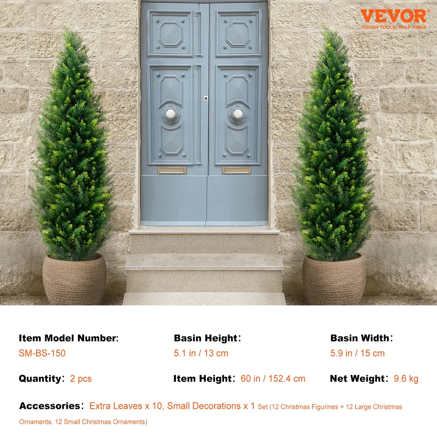 VEVOR Artificial Cedar Topiary Tree Evergreen Fake Pine Cypress Trees Plant Artificial Greenery Set for Home Decor IndoorOutdoor