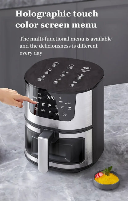 Electric Air Fryer Smart 7L Multi-function Hot Convection Oven Deep Fryer Without Oil LED Touch Control 1400W Visible Window