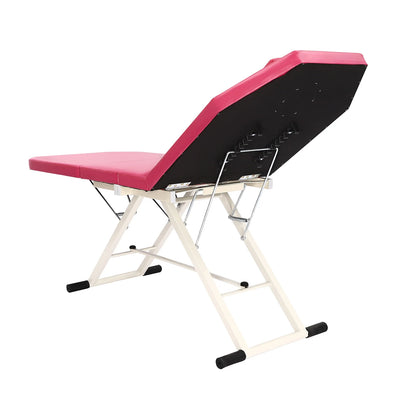 Pink Triple Fold Beauty Bed Adjustable Backrest Massage Bed Foldable Collapsible Health Salons Beauty Salons With Pillow