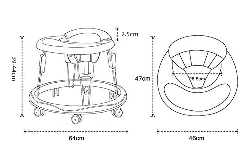 UBRAVOO Baby Walker Round Adjustable with Universal Wheels, 9 Adjustable Height Folding & Compact ,6-18 Months Toddler ,ZM01