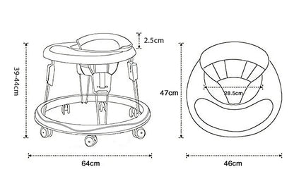 UBRAVOO Baby Walker Round Adjustable with Universal Wheels, 9 Adjustable Height Folding & Compact ,6-18 Months Toddler ,ZM01