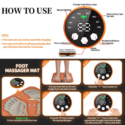 Smart EMS Foot Massager Pad Electric Shaking Hammering Body Muscle Relaxing Massage Machine Remove Edema Leg Shaping