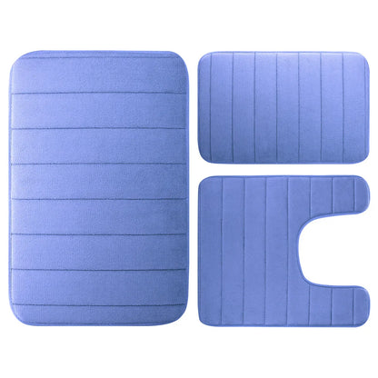 3Pcs Memory Foam Bath Mats Set 40x60CM 50X80CM Rectangle and U-Shaped Bathroom Rugs Non-Slip Soft Water Absorption Toilet Mats