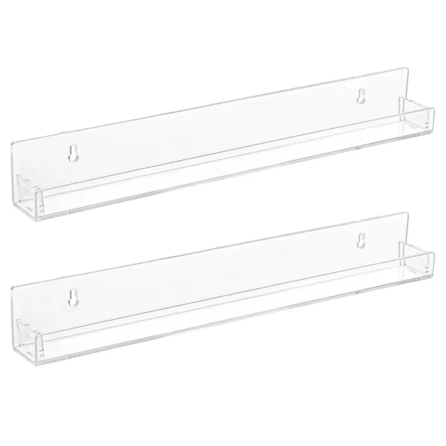 Stylish, Modern Set of 2/4/6 Packs - Acrylic Floating Bookshelf and 15 Inches Nail Polish Rack Wall Mounted Shelf with Removable