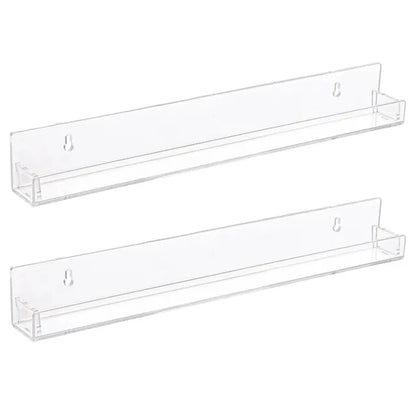 Stylish, Modern Set of 2/4/6 Packs - Acrylic Floating Bookshelf and 15 Inches Nail Polish Rack Wall Mounted Shelf with Removable