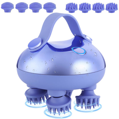 Electric Scalp Massager with 8 Silicone Massage Heads Scalp Kneading Vibrating Device 3 Modes for Hair Growth Stress Relax