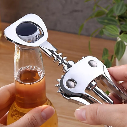 1pc Wine Opener Stainless Steel Opener, Zinc Alloy Premium Wing Corkscrew Wine Bottle Opener With Multifunctional Bottles Opener