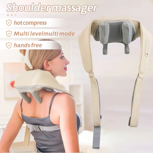 New Portable Mini Relaxer Dredge Kneading Smart Electric Wrap Heated Trapezius Muscle Neck Multifunctional Shiatsu Massage Shawl