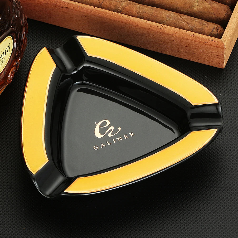 Galiner Cigar Ashtray Ceramic Portable 3 Holder Cigars Ash Tray Home 50th Aniversary Accessories Cigar Gadgets