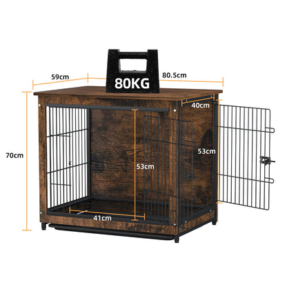 Pet Cage Kennels with 2 Doors and Removable Tray, Dog Crate, End Table Furniture, Wood Metal, Combine Pet Cage, S, M, L, 3 Sizes