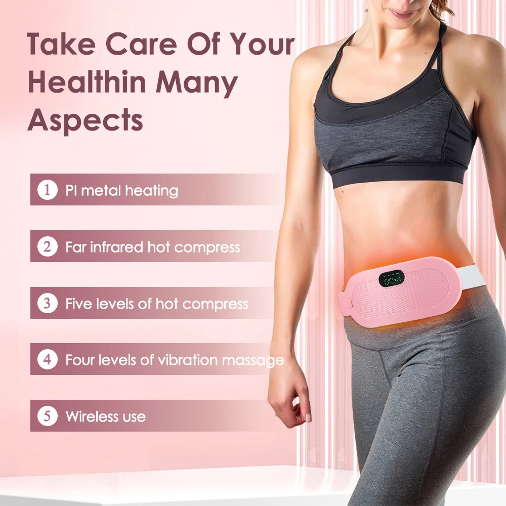 Rechargeable Electric Abdominal Massager 4 Modes Vibration Kneading Waist Massage Belt For Lumbar Belly Uterus Warm Belt