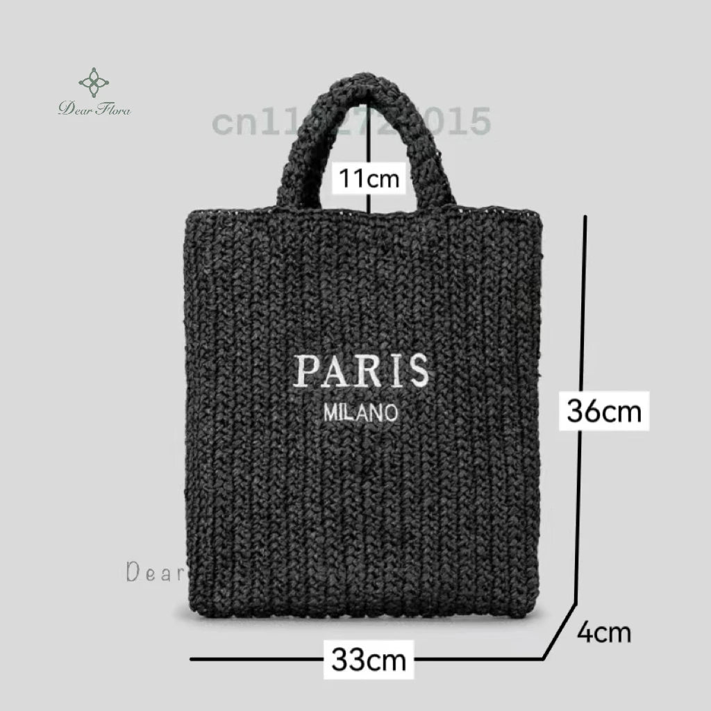 Women Summer Beach Vacation Fashion Straw Knitting Shoulder Bag Hollow Out Handwoven Handbag Portable Large Capacity Casual Tote