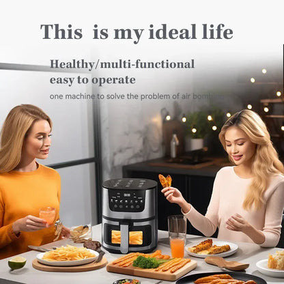 Electric Air Fryer Smart 7L Multi-function Hot Convection Oven Deep Fryer Without Oil LED Touch Control 1400W Visible Window