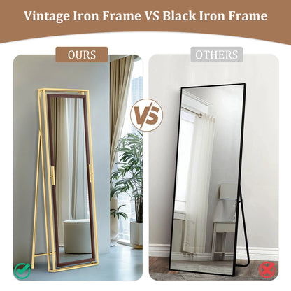 160CM Tall Full Length Mirror Metal Frame Full Body Mirror Wall Mounted/ Standing Bedroom Dressing Mirror for Living Room Closet