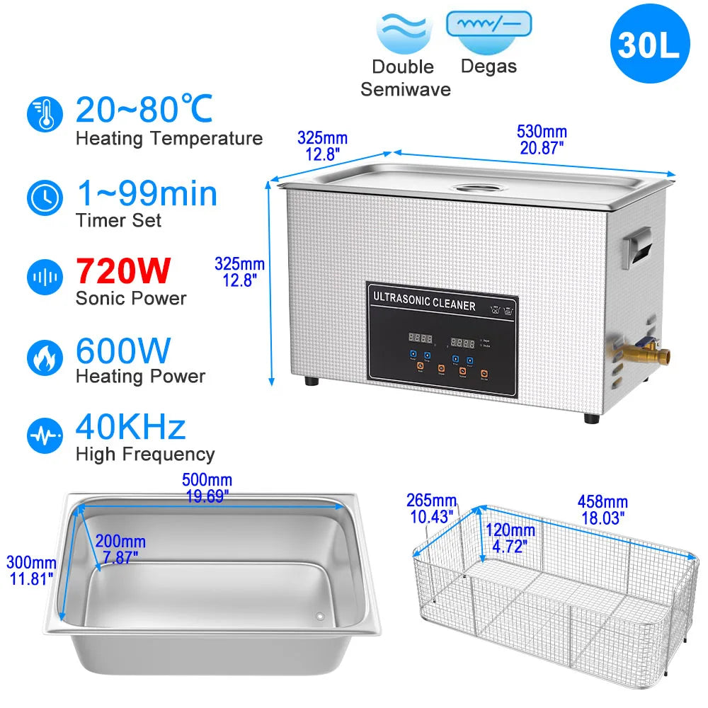 2L 3L 6L 10L 15L 30L Ultrasonic Cleaner US EU AU UK Ultrasonic Bath Washing Dental Retainer 60w 600w Ultrasound Cleaning Machine