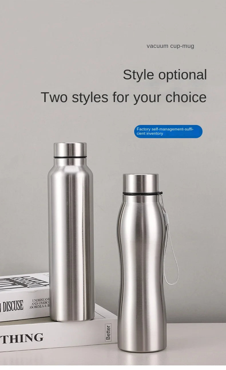 High Quality 1000ml Stainless Steel Sport Water Bottle Single-layer Rugged Water Cup Metal Flask Drinkware Camping Sports Gym