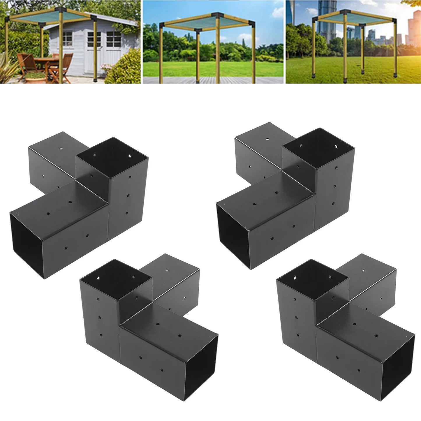 Corner Extension Bracket Pergola Post Bracket Pergola Bracket Steel DIY Elevated Wood Stand Hardware Kit for Outdoor Woodworking