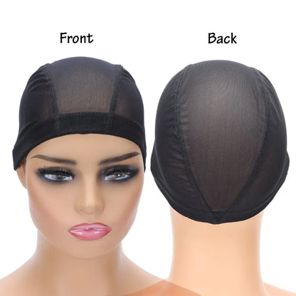 Wig Cap Mesh Bald Cap for Wigs Making 6 Pcs/Lot Stretchable Weaving Net Cap with Wide Elastic Band Black Color S/M/L Size