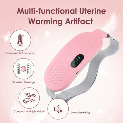 Uterine Warm Belt Multi-functional Hot Compress Vibration Massage Menstrual Pain Relieve Abdomen and Waist USB Charging