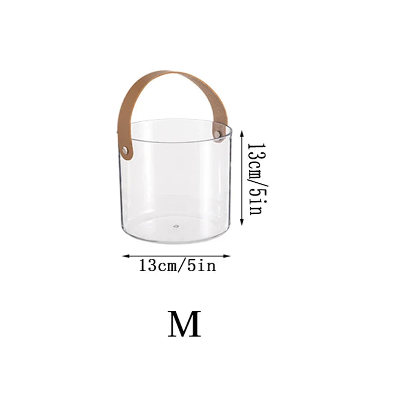 Transparent  Ice Bucket Desktop Storage Bucket Multifunctional Storage Box Creative Portable Basket Fruit Basket Pet Fruit Tray