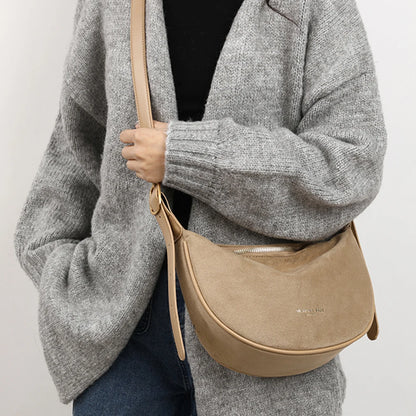 2024 Fashion Suede Women Bag Retro Half Moon Banana Bag Adjustable Strap Shoulder Bag Ladies Luxury Designer Fanny Pack