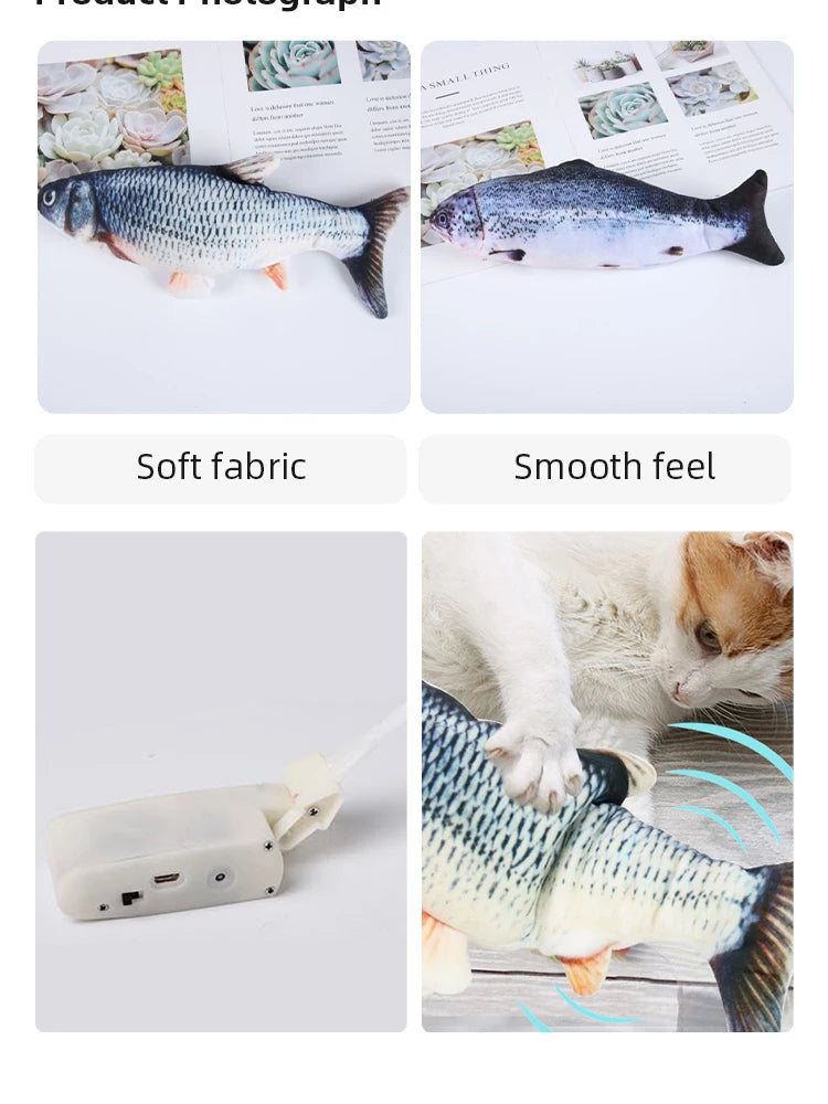 Cat Dog Toy Fish USB Charging Electric Floppy Simulation Fish Interactive Training Teeth Grinding Pet Chew Toys