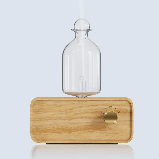 Nebulizing Essential Oil Diffuser Waterless Operated Aromatherapy Diffuser for Home Wood and Glass Aroma Diffuser Scent Machine