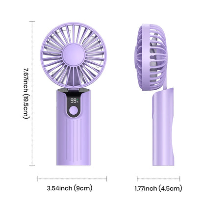 TOPK Portable Handheld Fan 5000mAh USB Rechargeable Foldable Fan 3 in 1 Personal Travel Fan with Digital Display Desk Fan