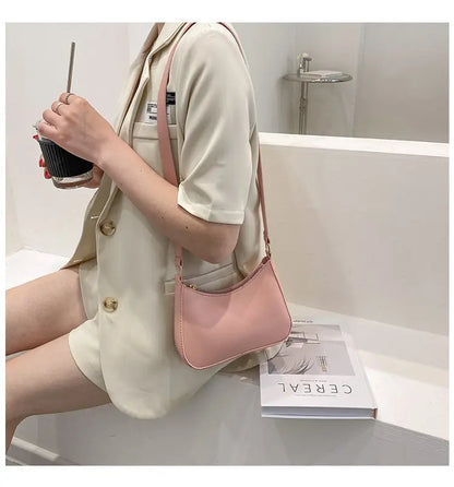 Women's Bag 2022 Trend Handbags Female Handbags Retro Solid Color PU Leather Shoulder Underarm Bag Ladies Shopper Hobos Bag