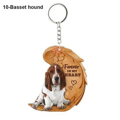 1 Piece 23 Style Dog Forever In My Heart  Angel Pendant Bag Key Chains Car Keychain Keyring  Pet Jewelry Gift For Women Girls