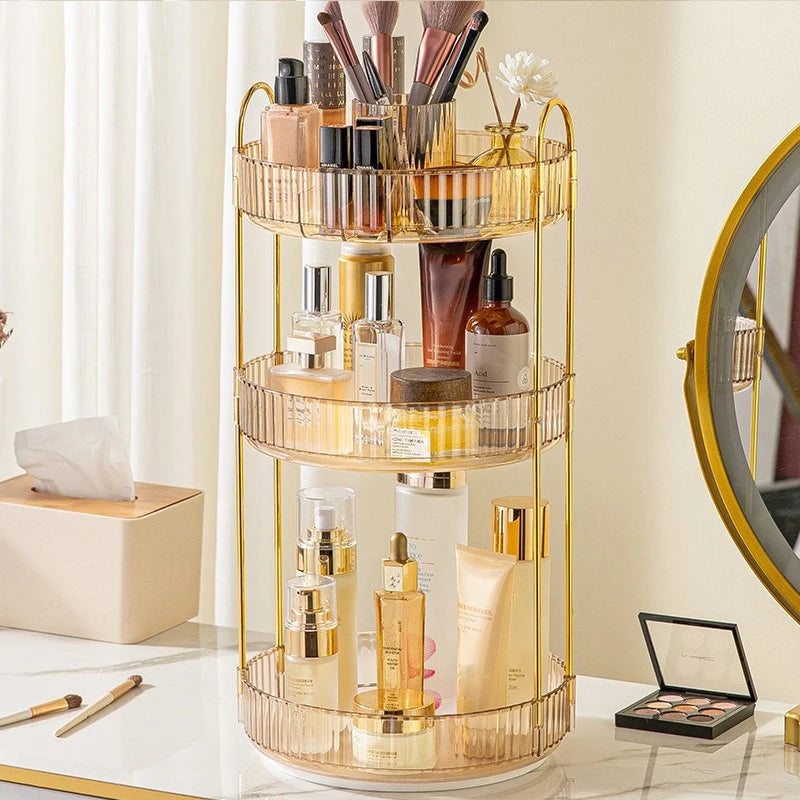 1 Pc cosmetic storage rack, modern round handle cosmetic storage rack made of high-grade and high-quality PET material, and 360