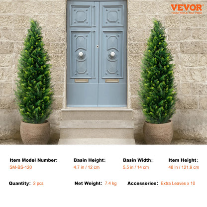 VEVOR Artificial Cedar Topiary Tree Evergreen Fake Pine Cypress Trees Plant Artificial Greenery Set for Home Decor IndoorOutdoor