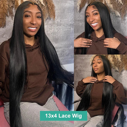 13x4 13x6 Full HD Lace Front Human Hair Wigs Straight 360 Transparent Lace Frontal Wigs Pre Plucked 4x4 Pre-Cut Lace Closure Wig