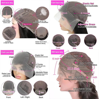 13x4 13x6 Full HD Lace Front Human Hair Wigs Straight 360 Transparent Lace Frontal Wigs Pre Plucked 4x4 Pre-Cut Lace Closure Wig