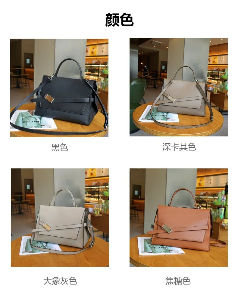 2024 high quality leather tote bags women square handbags luxury designer commuter shoulder crossbody bag large capacity