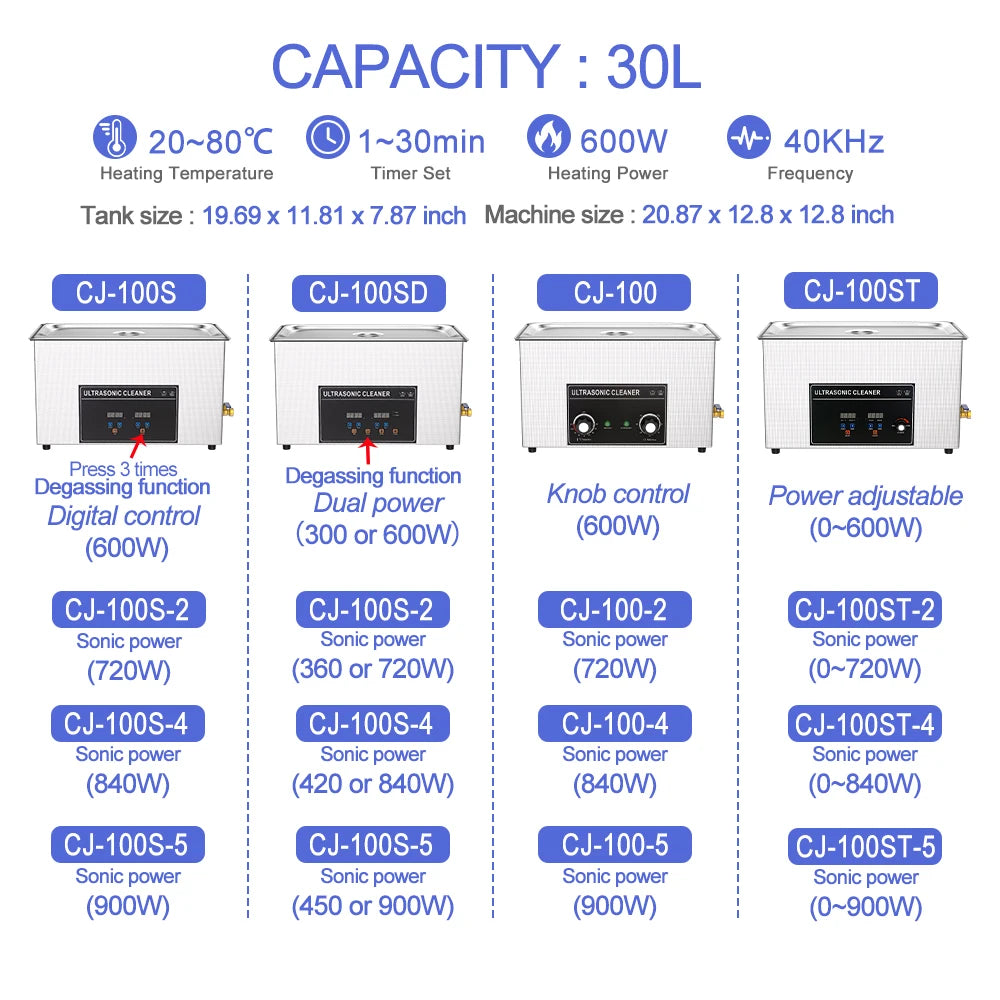 30L Industrial Ultrasonic Cleaner 900w Long Tank Driver Motherboard Automotive Metal Ultra Sonic Cleaner Vinyl Records Washer