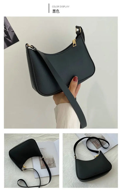 Women's Bag 2022 Trend Handbags Female Handbags Retro Solid Color PU Leather Shoulder Underarm Bag Ladies Shopper Hobos Bag