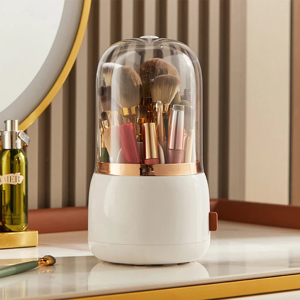 360° Rotating Makeup Brush Holder Luxury Cosmetic Organizer Lipstick Eyebrow Pencil Holder Eye Shadow Display Case Storage Box