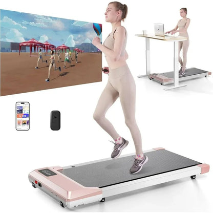 Walking Pad , 300lbs Capacity, 0.6-3.8 Mph 2.5HP Portable Treadmills with Remote Control & LED Display(Pink)