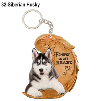 39 Style Cut Dog Forever In My Heart Angel Pendant Bag Keychain Car Key Chain Keyring Pet Jewelry Best Friends Gifts Accessories