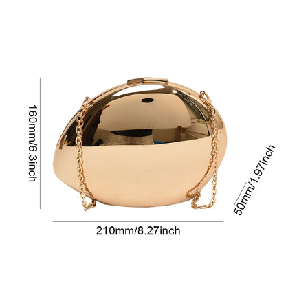 2024 Acrylic Shining Shoulder Bag Metal Oval Shaped Women Crossbody Bags Luxury Designer Handbag Novelty Clutch Purse with Chain