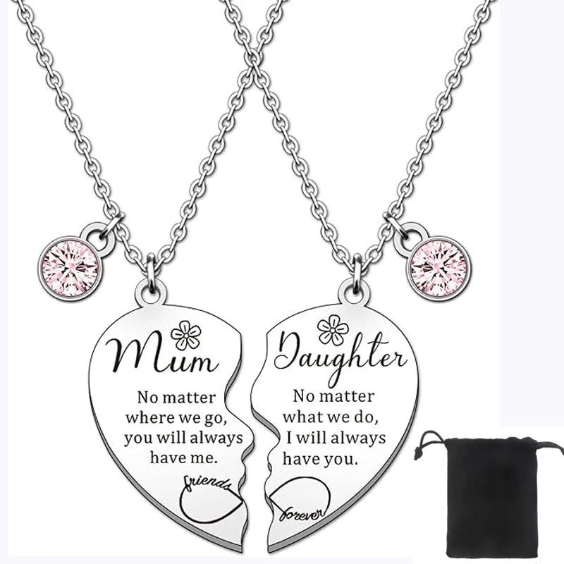 2 Pcs Mother Daughter Heart Matching Keyring Necklace Set Gifts For Mum Mothers Day Daughter Birthday Presents From Daughter