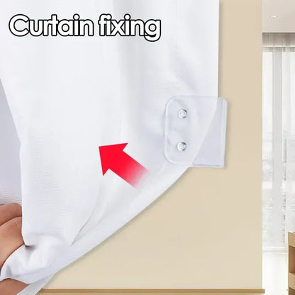 2/10PCS Shower Curtain Clips Non Punching Windproof Curtain Hook Traceless Shading Cloth Edge Fixed Sticker Bathroom Accessories