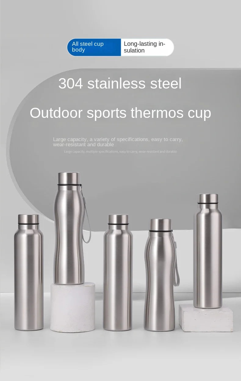 High Quality 1000ml Stainless Steel Sport Water Bottle Single-layer Rugged Water Cup Metal Flask Drinkware Camping Sports Gym