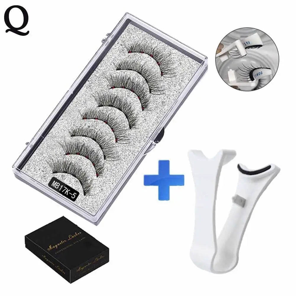 3D Natural Magnetic Eyelashes,With 5 Magnetic Lashes Shipping Box Eyelashes Handmade False Gift Reusable Support Drop Magne T6N2