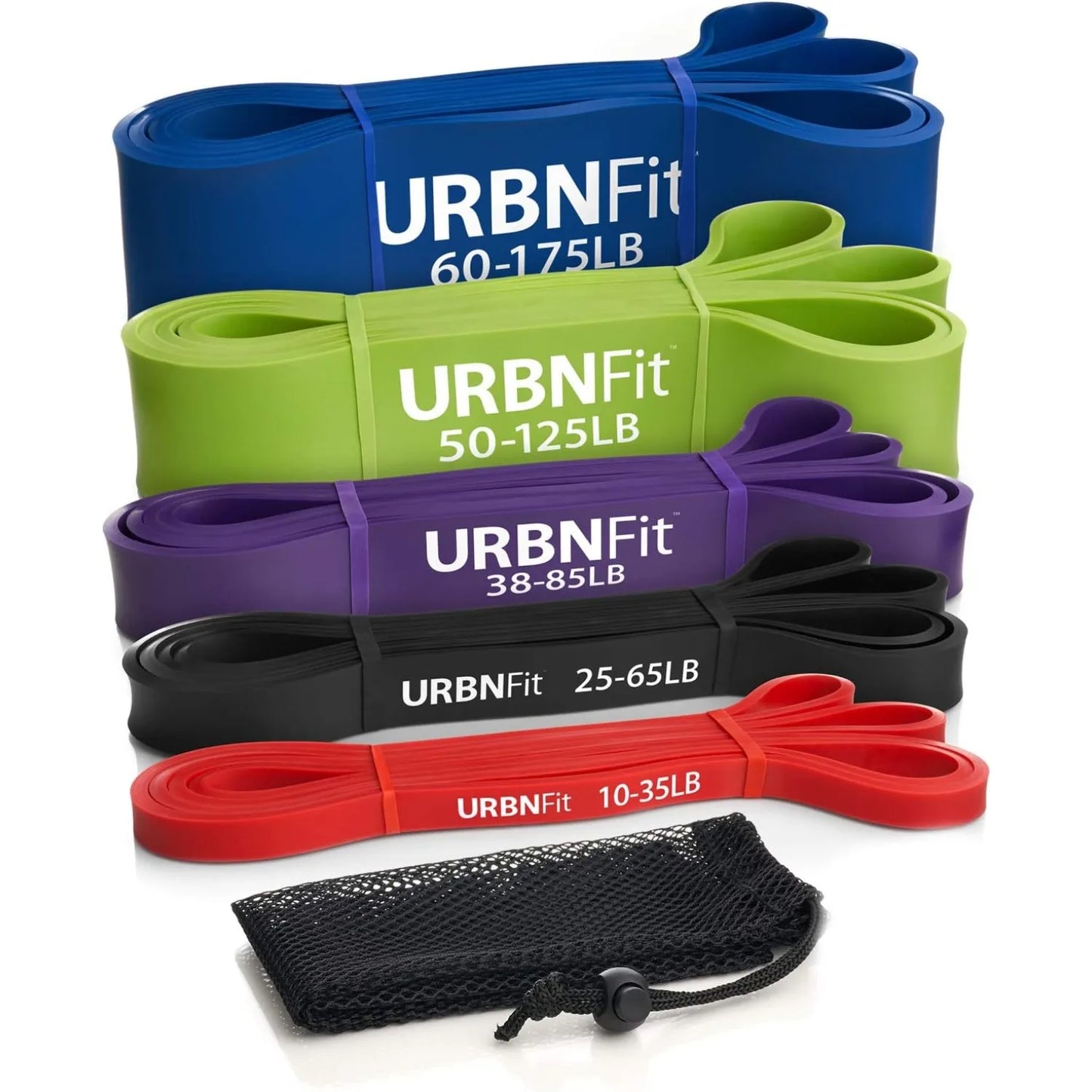 Pull Up Assist Band - Stretch Resistance Band - Mobility Band - Powerlifting Bands - Extra Durable Pull-Up 5 Band Set